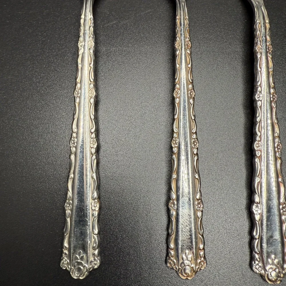 Oneida Deluxe Stainless Flatware Spoons‎ Set of 6 Elegant Floral Etching